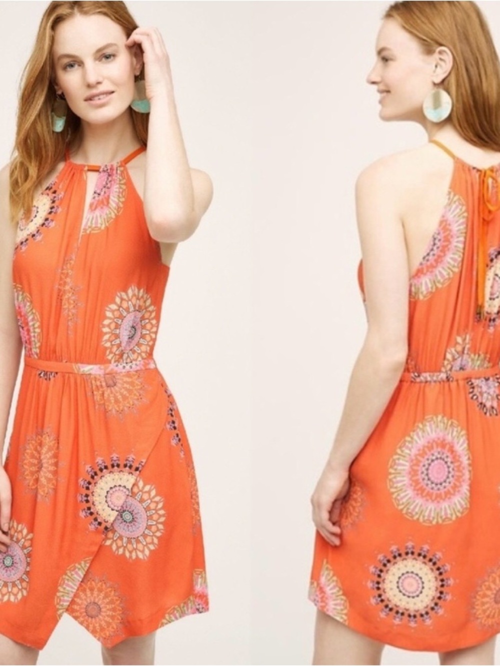 Anthropologie Floreat Livia
Halter Orange Dress